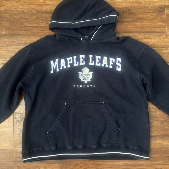 Y2K NHL Toronto Maple Leafs Hoodie Navy Blue Pullover Vintage Sportswear Small - Picture 3 of 7